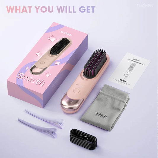 2In1 Hair Straightener Brush Professional Electric Hair Stuff 200 Million Negative Ions Electric Brushes Hair Tools H100